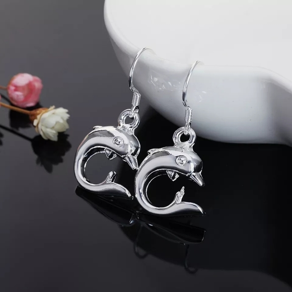 Accessories - 925 Sterling Silver Plated Dolphin Earrings